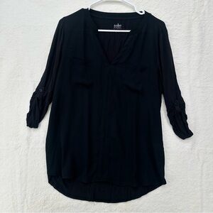 New York & Company SoHo Jeans Black Office Wear Blouse